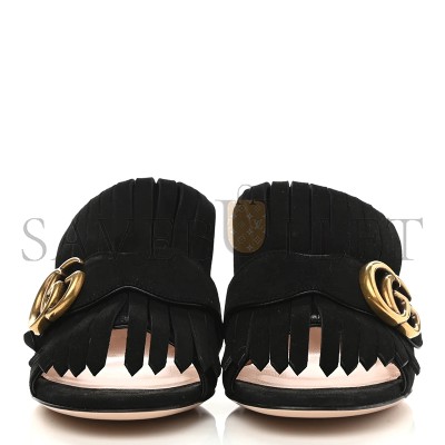 GUCCI WOMEN'S BLACK SUEDE GG MARMONT SLIDE 458051